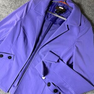 Nina McLemore Purple‎ Stretch Cotton Blazer Sz 0 USA Made Business Casual